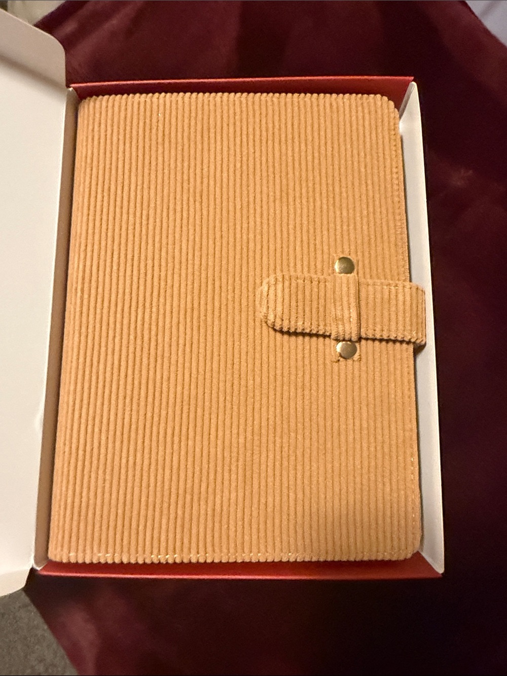 Archer and Olive Corduroy A5 journal Tablet Folio Case with closure Strap - Tan